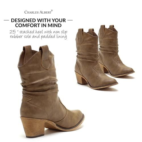 Charles Albert Women's Modern Western Cowboy Distressed Boot