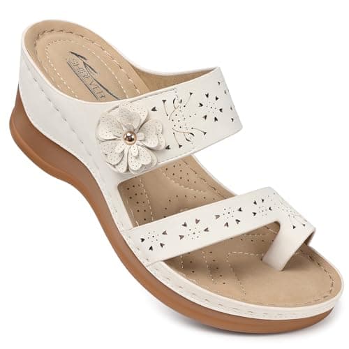 SHIBEVER Women's Comfortable Wedge Sandals - Dressy Summer Casual Low Heels