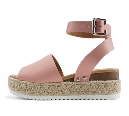 Soda Open Toe Buckle Ankle Strap Flatform Wedge Casual Espadrille Sandal