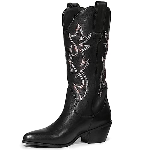 MUCCCUTE Western Cowboy Boots for Women Wide Calf Pointed Toe