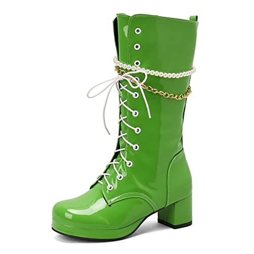 VOMIRA Women's Knee High Platform GoGo Boots with Chunky Heels