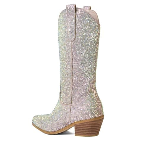CIERWS Women's Embroidered Western Knee High Boots Classic Retro Chunky Heel