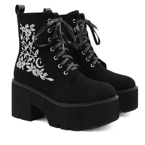 Rui Yue Women's Chunky Ankle Zipper Combat Boots