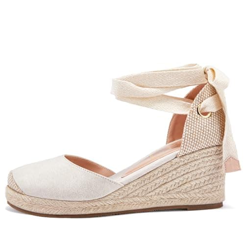 Ruanyu Women's Lace-Up Platform Espadrille Wedge Sandals