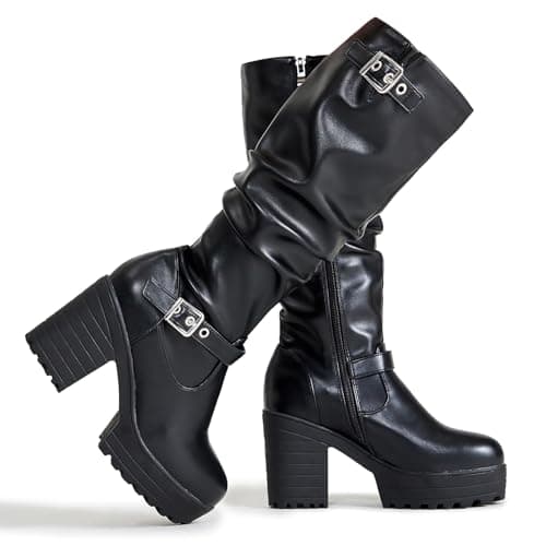 Women's Fashion Knee-High Block Heels with Lace-Up