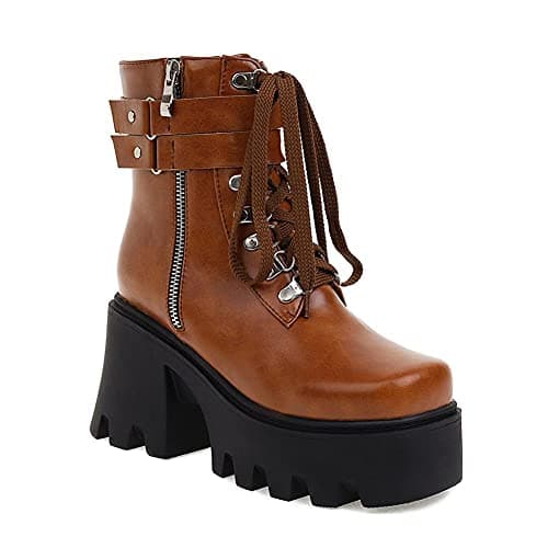 Gothic Platform Combat Ankle Boots for Women
