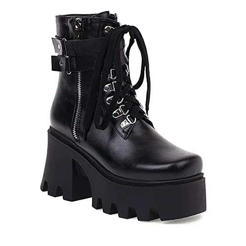 Gothic Platform Combat Ankle Boots for Women