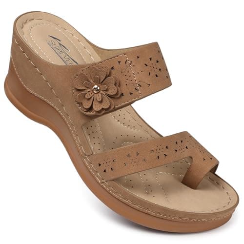 SHIBEVER Women's Comfortable Wedge Sandals - Dressy Summer Casual Low Heels
