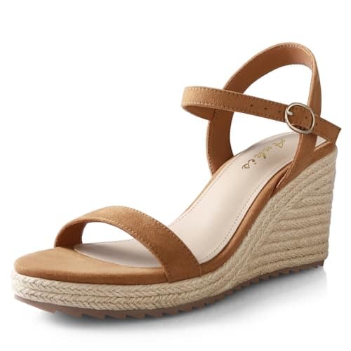 Ankis Platform Wedge Sandals for Women, Black, Brown, White, Nude Espadrille - Summer Comfort High Heel