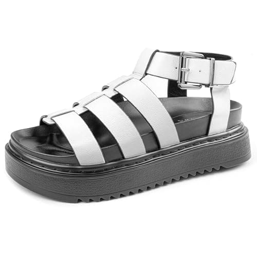 Viapipa Chunky Platform Sandals for Women-Ankle Strap Open Toe Support