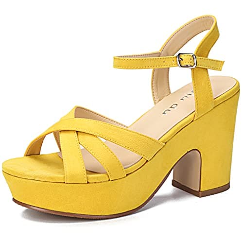 Jiu Du Women's Open Toe Wedge Heels Suede Ankle Strap Party Pumps