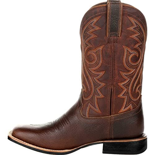 Retro Western Cowboy Boots for Menchunky Heel Pull-On Leather Toe Embroidery