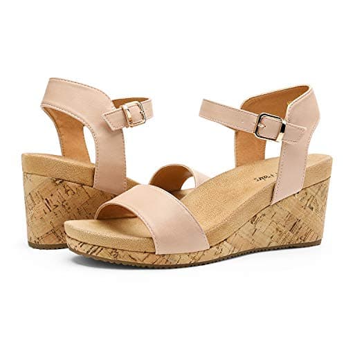 Dream Pairs Women's Open Toe Buckle Ankle Strap Platform Wedge Sandals
