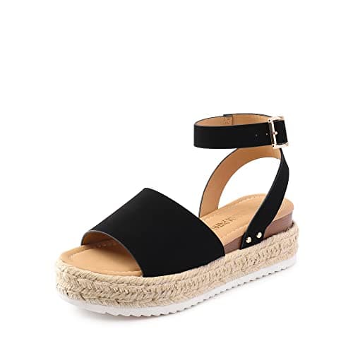 Dream Pairs Women's Comfortable Casual Ankle Strap Espadrille Wedge Shoes