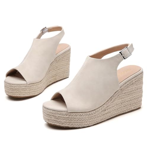 Tilocow Women's Ankle Strap Espadrille Wedges