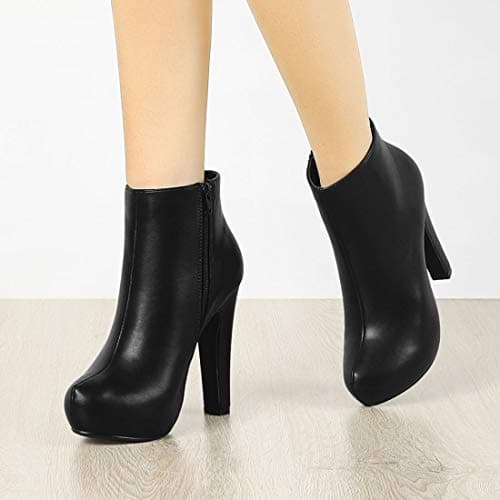 Allegra K Women's Chunky Heel Platform Ankle Boots