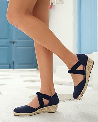 Juliet Holy Women's Bohemian Espadrille Wedge Sandals with Elastic Strap