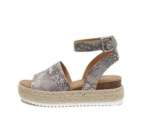 Womens Casual Espadrilles with Trim Flatform Studded Wedge