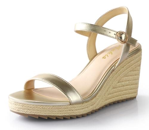 Ankis Platform Wedge Sandals for Women, Black, Brown, White, Nude Espadrille - Summer Comfort High Heel