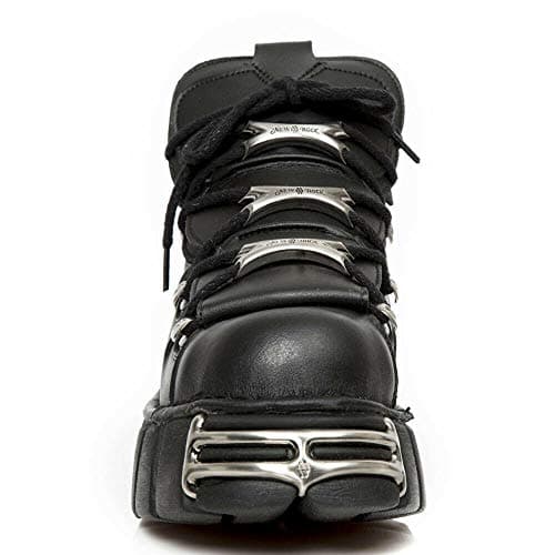 M-106-VS1 Women's Metallic Black Vegan Leather Ankle Boots