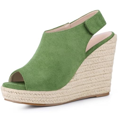 Allegra K Women's Espadrille Platform Heeled Wedge Sandals