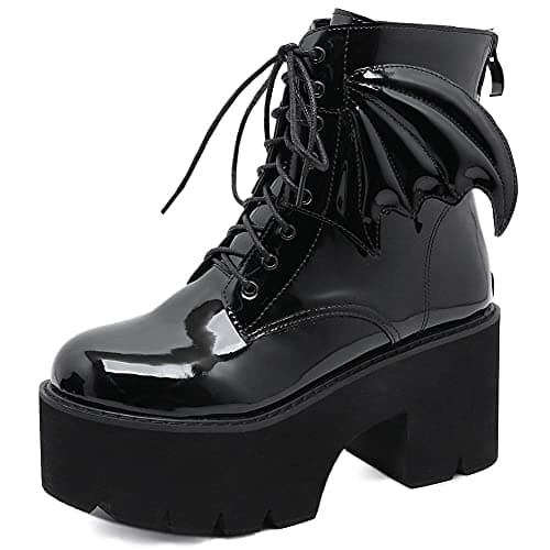 Mikarka Women's Studded Chain Ankle Boots - Chunky Heel Combat Booties