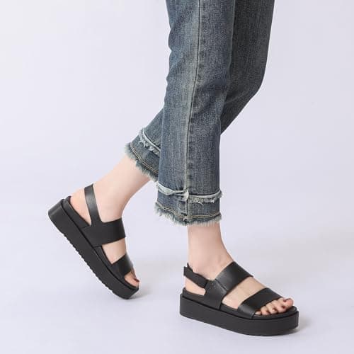 Gorfen Women's Comfortable Open Toe Platform Sandal with Adjustable Strap