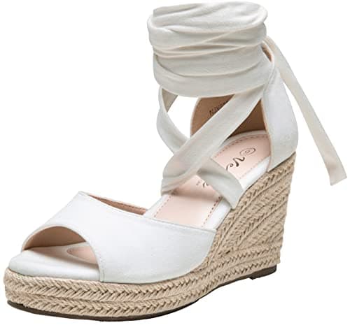 Vepose Women's Lace-Up Espadrille Platform Wedge Sandals