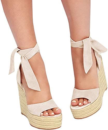 Liyuandian Women's Platform Espadrille Wedges Heel Sandals with Ankle Strap