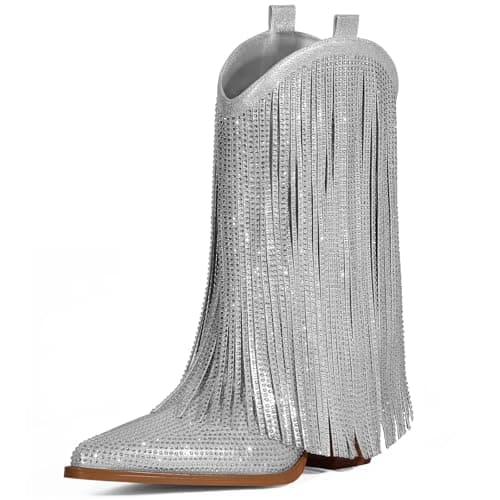 HICLOTSA Sparkly Rhinestone Western Boots for Women