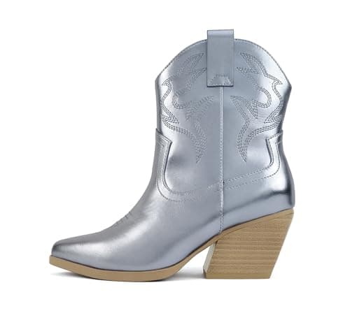 BLAZING Women's Western Bootie Pointe Toe Low Heel (Wide Fit Available)