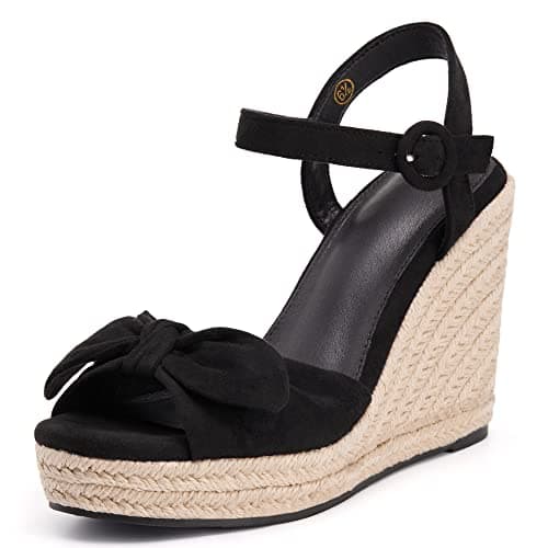 Coutgo Women's Bow Platform Wedge Sandals Open Toe Heels