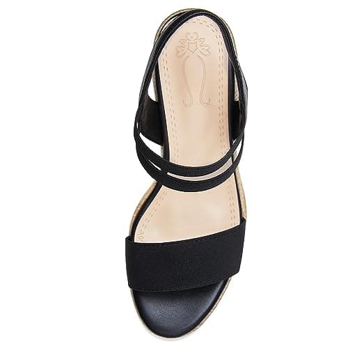 Women's Low Wedge Espadrille Sandals with Elastic Ankle Straps