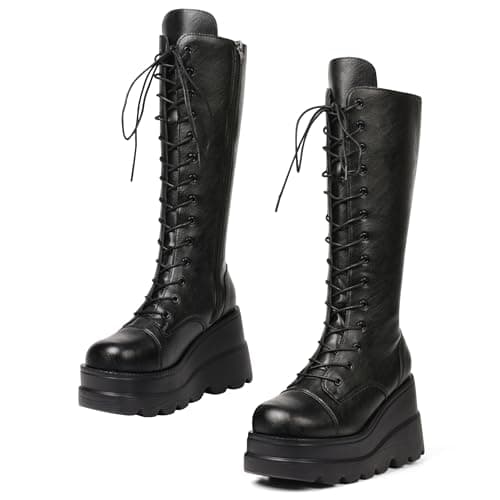 CELNEPHO Women's High Platform Mid Calf Wedges Round-Toe Side Zip Punk Combat Boots
| CELNEPHO High Heel Women's Mid Calf Wedges Round-Toe Side Zip Combat Boots for Women
| CELNEPHO Women's Chunky High Heel Mid Calf Wedges Round-Toe Side Zip Combat