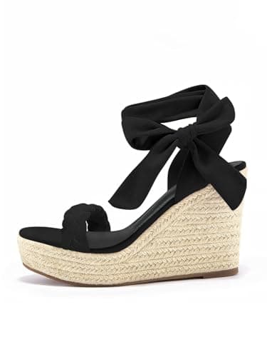 Syktkmx Women's Braided Wedge Espadrille Sandals