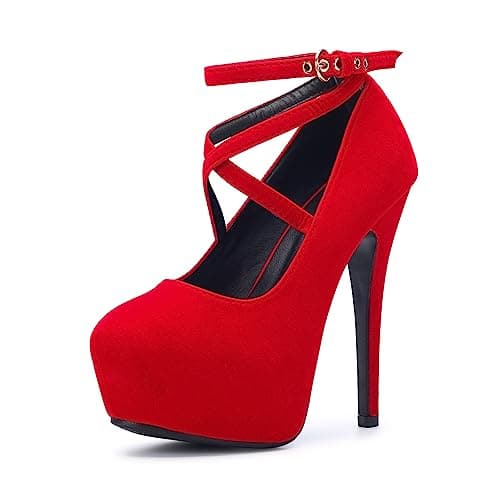 OCHENTA Women's Ankle Strap Platform High Heels Party Pumps