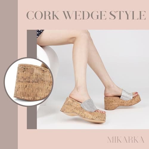 Mikarka Women's Dressy Summer Slip-On Cork Platform Sandals