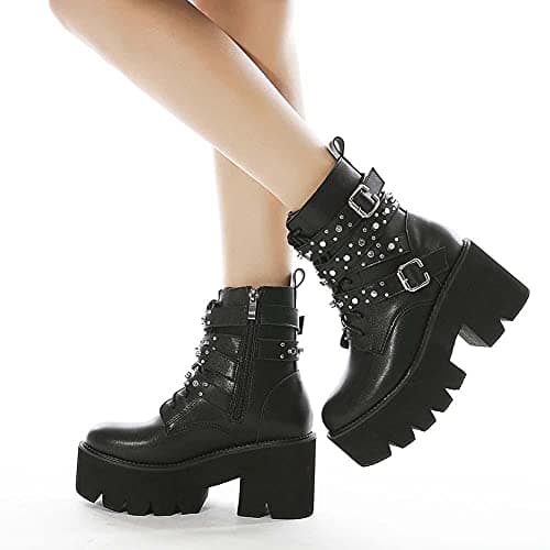Mikarka Goth Ankle Boots for Women Chunky Heel Platform Motorcycle Riding Boots  
Mikarka Goth Ankle Boots for Women Studded Chain Mid Calf Boots Motorcycle Riding Style  
Mikarka Goth Ankle Boots for Women Zipper Mid Chunky Heel Platform Combat Boot
