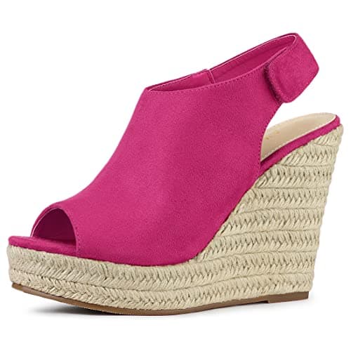 Allegra K Women's Espadrille Platform Heeled Wedge Sandals