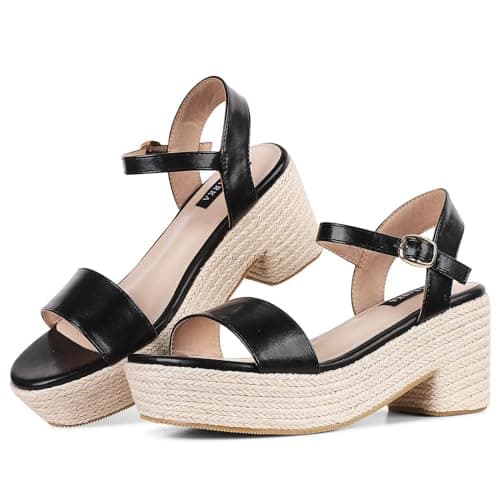 Women's Platform Espadrille Sandals with Ankle Strap for Summer Beach Resort