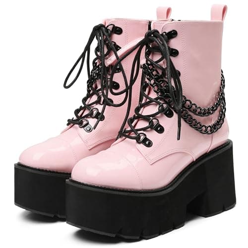 Studded Platform Combat Ankle Booties for Women in Mid Calf
