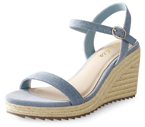Ankis Platform Wedge Sandals for Women, Black, Brown, White, Nude Espadrille - Summer Comfort High Heel