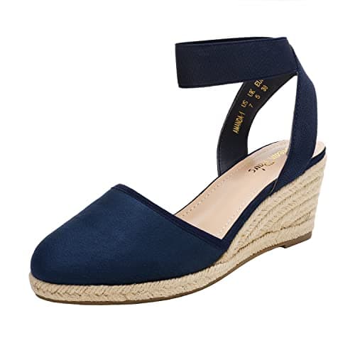 Dream Pairs Women's Elastic Ankle Strap Wedge Sandals