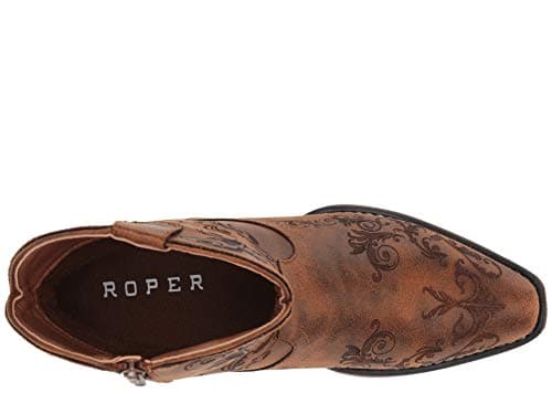 Roper Women's Brown Embossed Snip Toe Casual Ankle Boots - 1-2" Heel