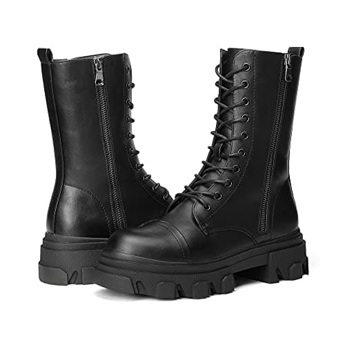 Women's Lace Up Combat Boots with Chunky Platform Sole