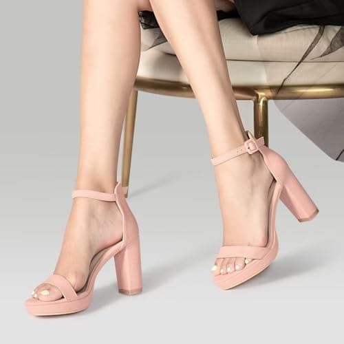 ZriEy 4-Inch Block Heeled Sandals for Women Evening Wedding Prom Party Shoes