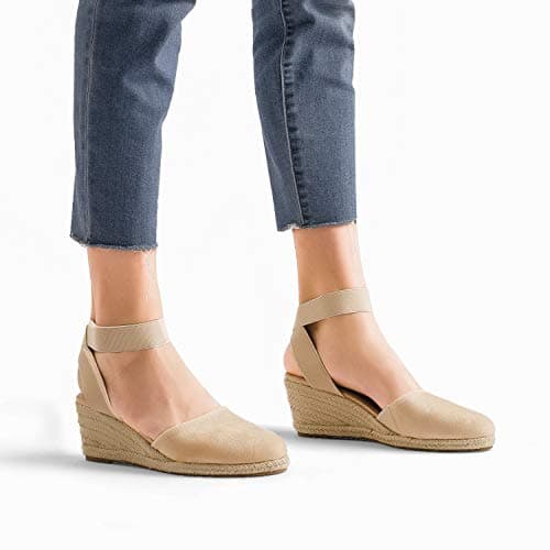 Dream Pairs Women's Elastic Ankle Strap Wedge Sandals