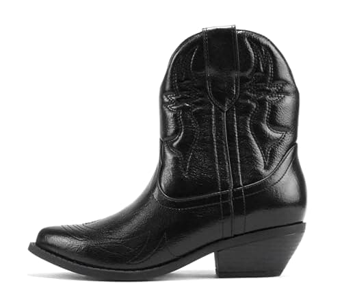 Soda Women's Cowgirl Cowboy Western Stitched Short Booties Pointed Toe (Wide Fit Available)