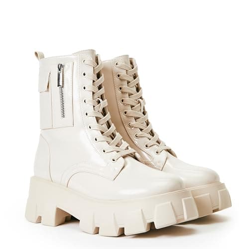 JustFab Women's Lace-Up Ankle Booties - Reverie Platform Boots