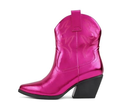 BLAZING Women's Western Bootie Pointe Toe Low Heel (Wide Fit Available)